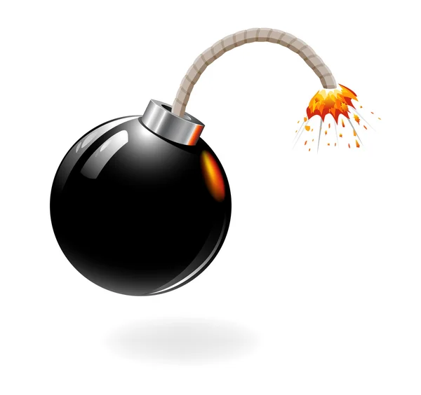 Bombe noire brûlant isolée sur fond blanc . — Image vectorielle