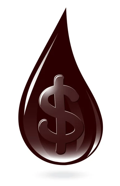 Goccia d'olio con simbolo dollaro — Vettoriale Stock