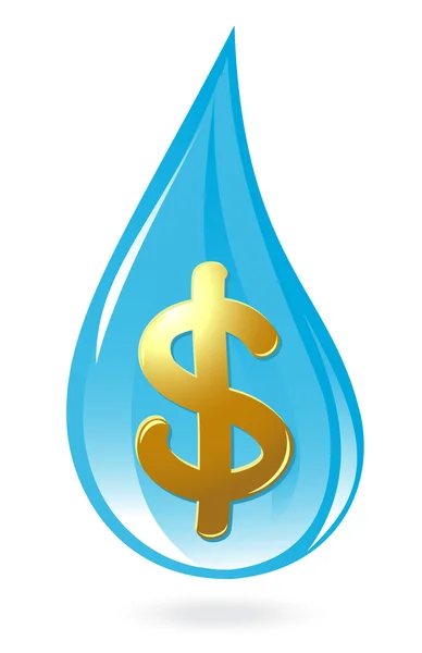 Goccia d'acqua con simbolo dollaro — Vettoriale Stock