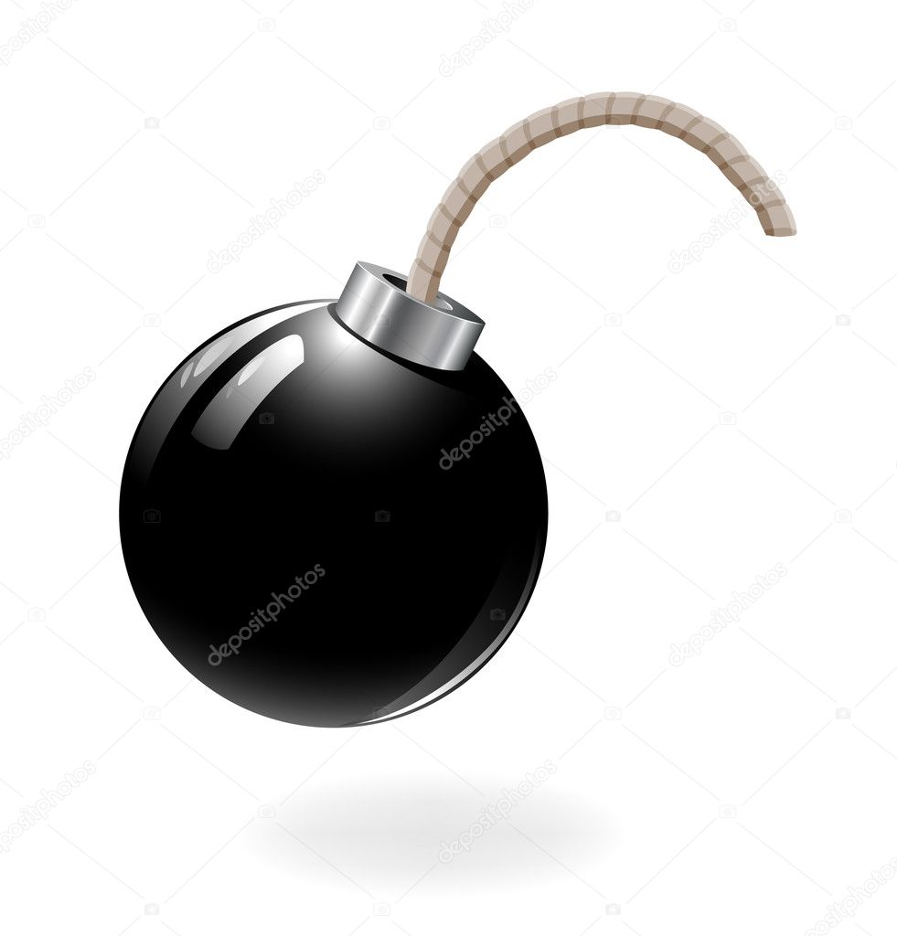 Black bomb isolated on the white background.