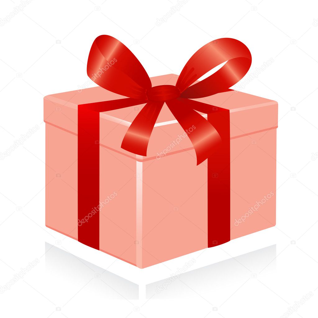 Giftbox with red ribbon. Vector-Illustration