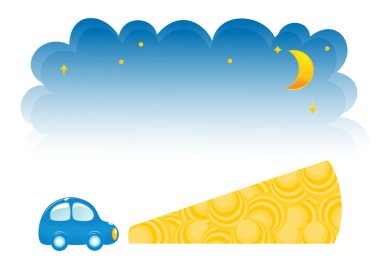 Two design elements, sky and car at night. Vector-Illustration clipart