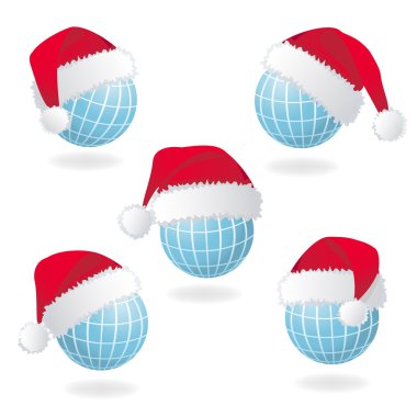 Globe with Santa's red hat clipart