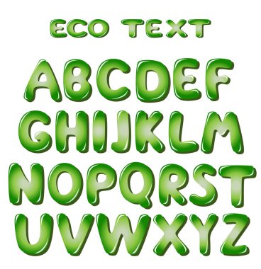 Alphabet letters in green colors clipart