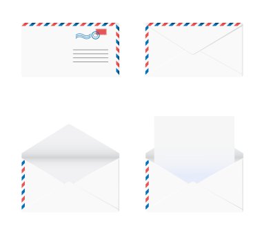 Envelope in 4 stages over white background. Vector-Illustration clipart