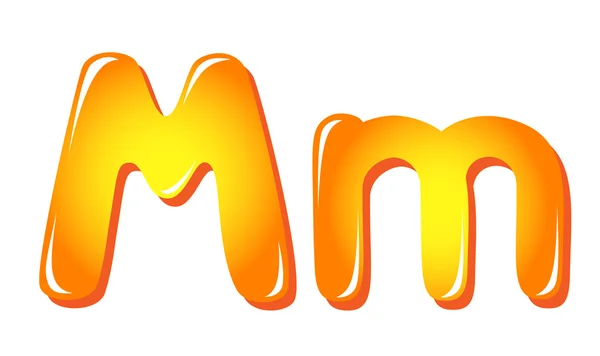 ตัวอักษรตัวอักษรในสีดวงอาทิตย์ M — ภาพเวกเตอร์สต็อก