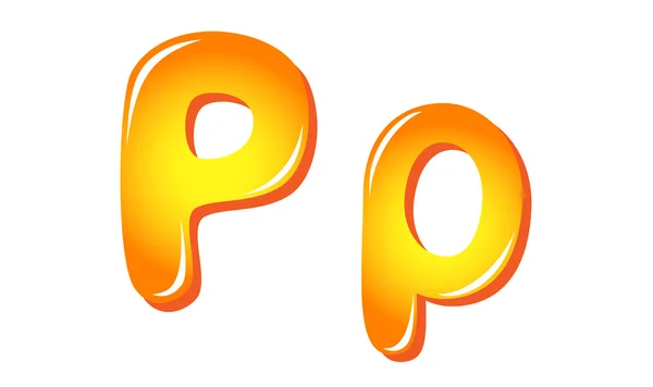 Alfabetletters in zon kleuren p — Stockvector