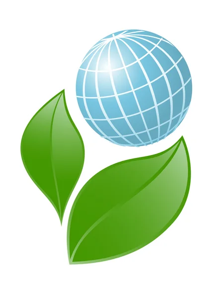 Σύμβολο του πλανήτη με το φυτό. Εικονογράφηση διανύσματος — Διανυσματικό Αρχείο