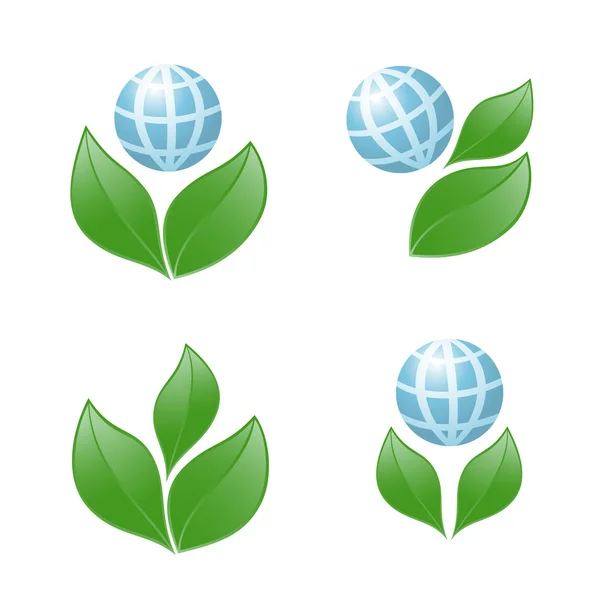 Símbolo do globo com a planta. Ilustração vetorial —  Vetores de Stock