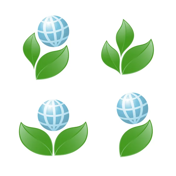 植物と地球のシンボル。ベクトルイラスト — ストックベクタ
