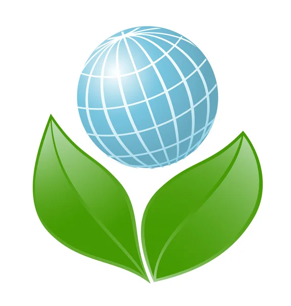 Символ глобуса с растением. Векторная деформация — стоковый вектор