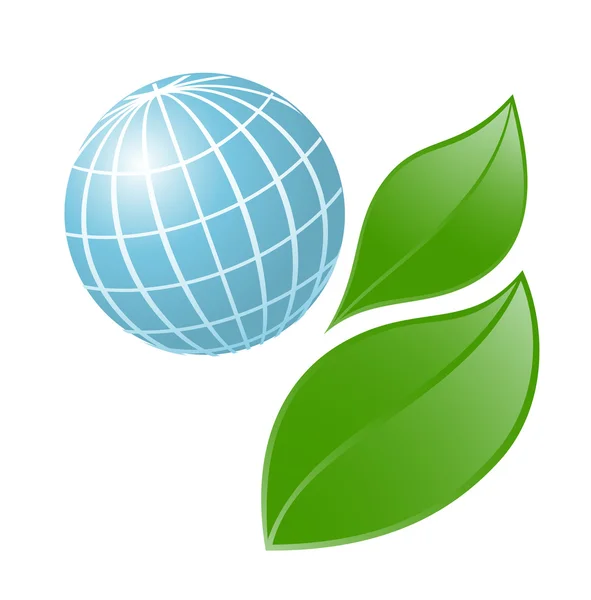 Simbolul globului cu planta. Ilustrație vectorială — Vector de stoc