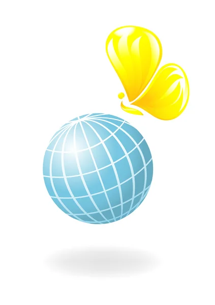 Globe avec le soleil-papillon. Illustration vectorielle — Image vectorielle
