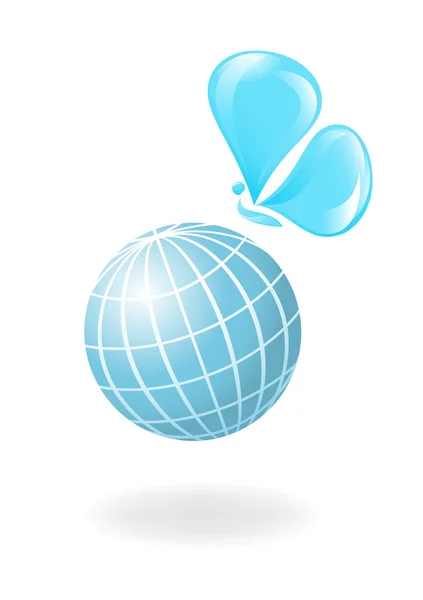 Глобус с водяной бабочкой. Векторная деформация — стоковый вектор