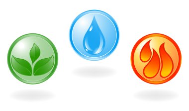 Plant, water and fire symbol. Vector Illustration clipart