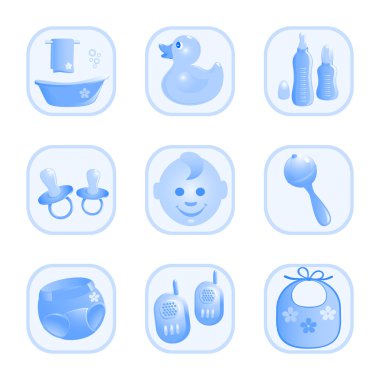 Baby-Icons in blue. Vector-Illustration clipart