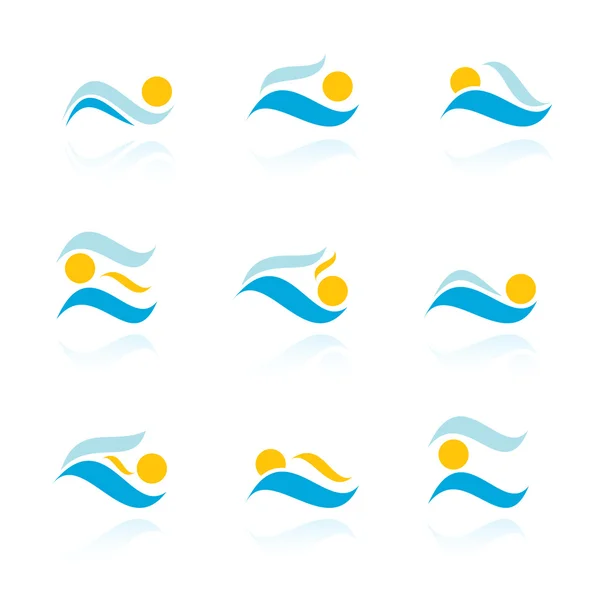 Conjunto de iconos del sol marino. Vector-Ilustración — Archivo Imágenes Vectoriales
