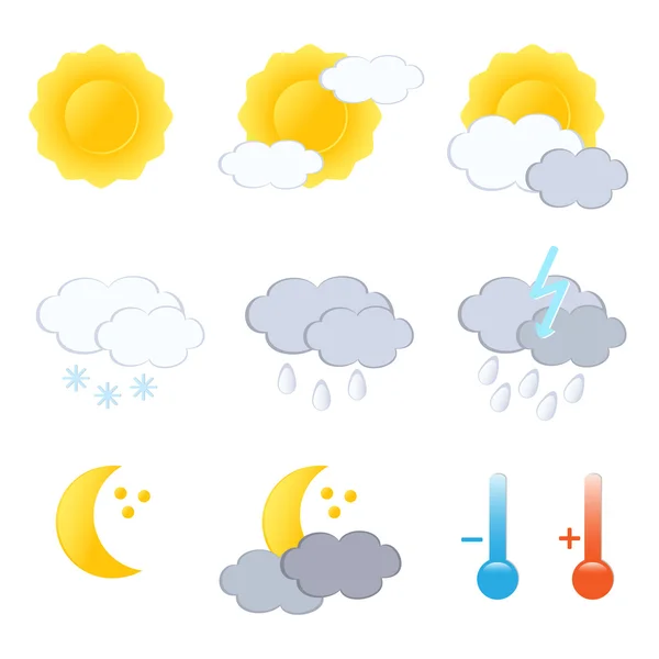 Wettervorhersage-Symbol gesetzt. Vektor-Illustration. — Stockvektor