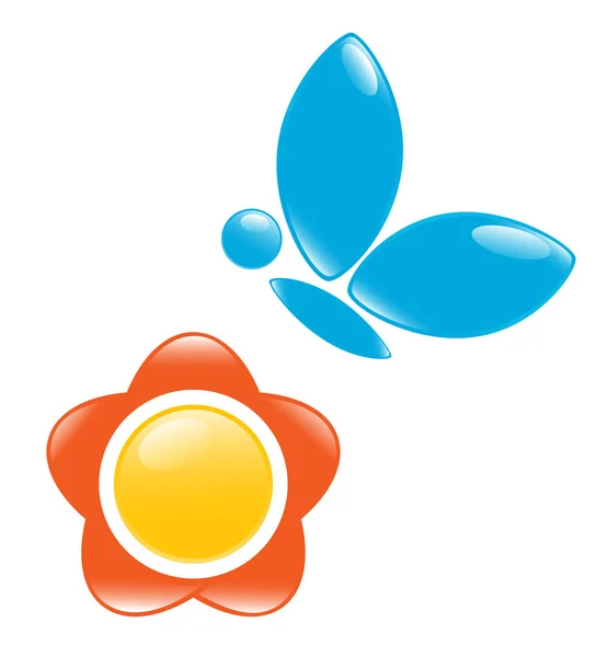 Ikona květu s motýl. vektorové ilustrace — Stockový vektor