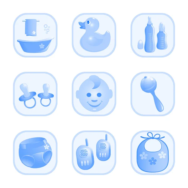 Baby-Icons in blue. Vector-Illustration — Stock Vector