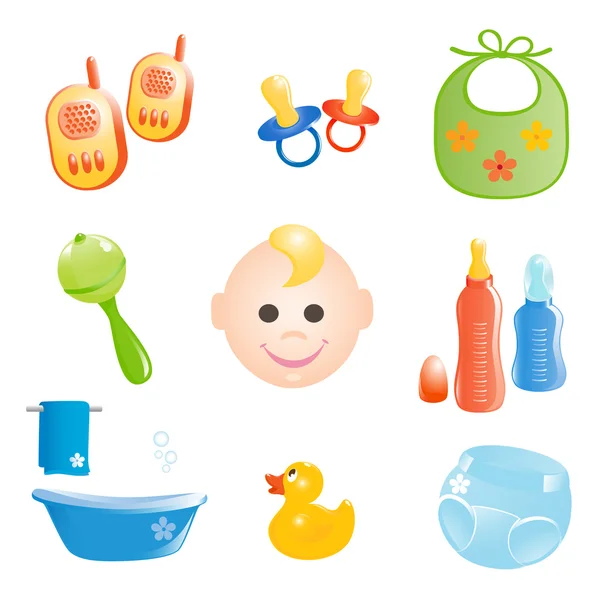 Ensemble d'icônes de bébé. Illustration vectorielle — Image vectorielle