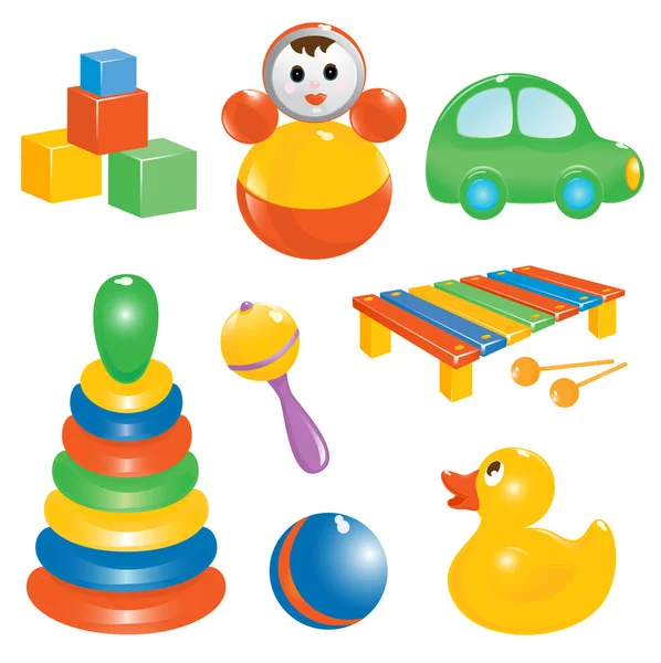 Dziecko zabawki zestaw ikon. Ilustracja wektorowa — Wektor stockowy