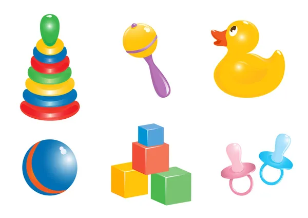 Baby speelgoed pictogramserie. vectorillustratie — Stockvector