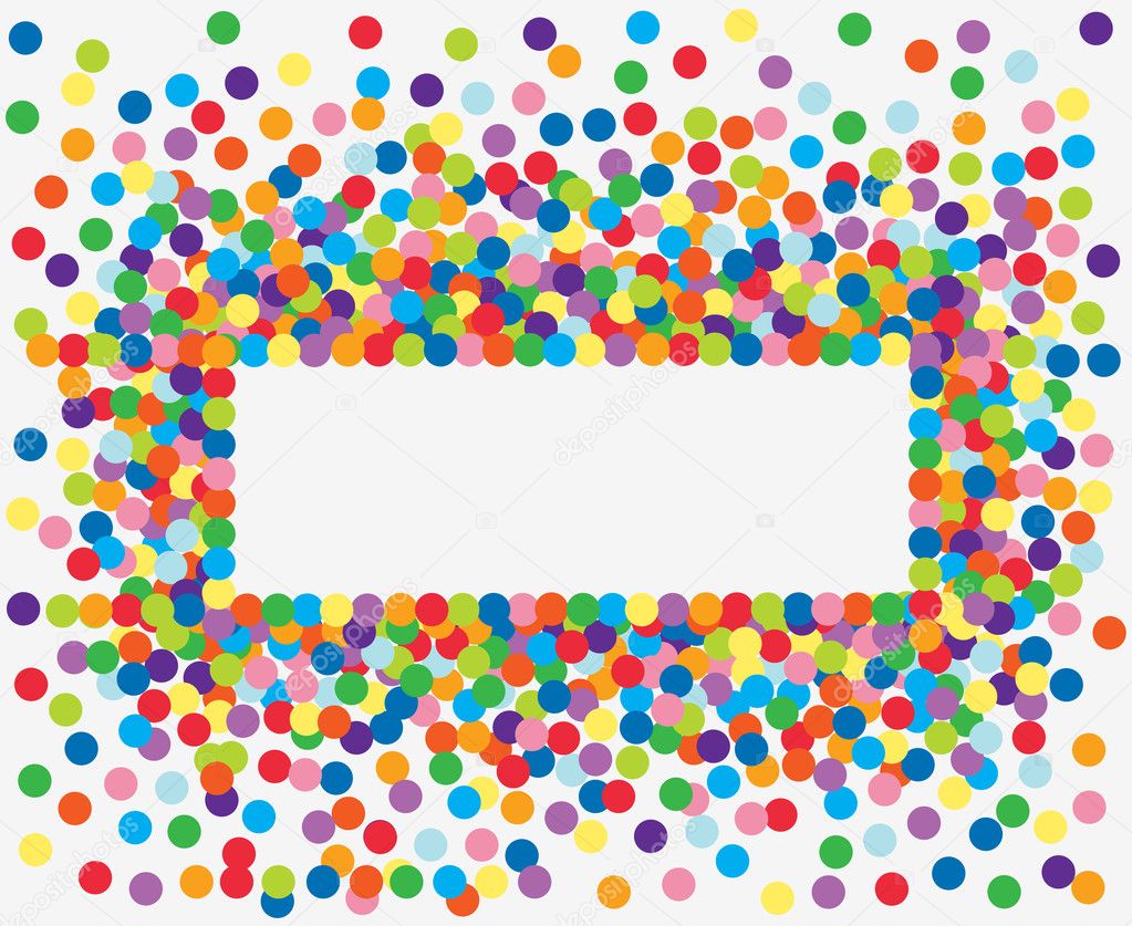 Colorful confetti frame. Vector Illustration