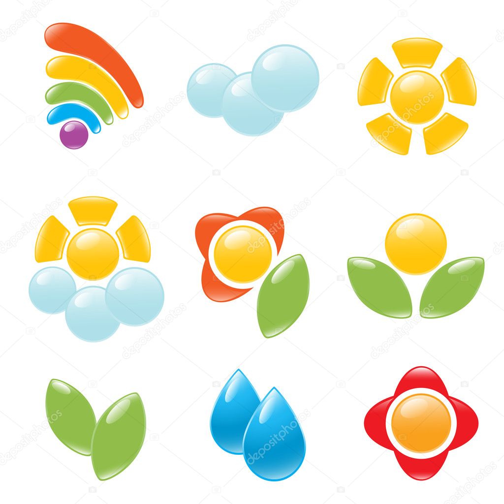 Garden and weather icon set. Vector-Illustration