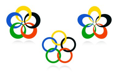 beş kıtada renkleri ile Olimpiyat işaretler. vektör-hasta