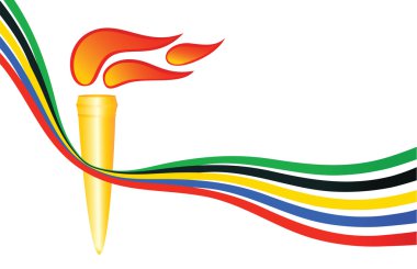 Olympic torch with the colors of the five continents. Vector-Ill clipart