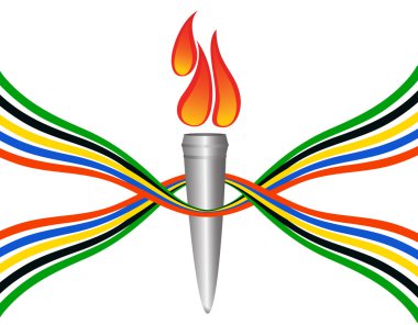 Olympic torch with the colors of the five continents. Vector-Ill clipart