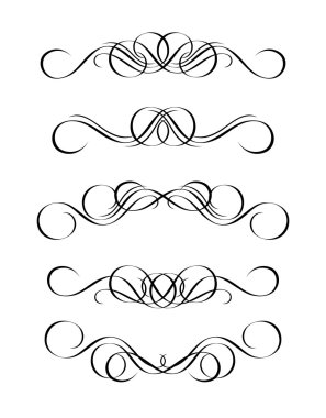5 versions of abstract ornament in vintage style, symmetric inwa clipart