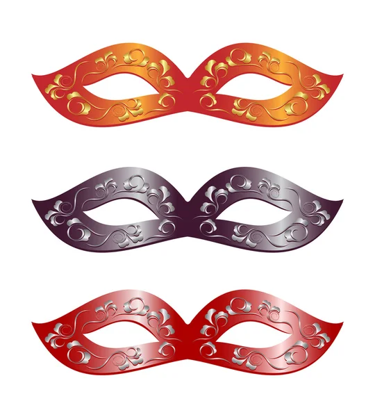 3 versões de máscaras de carnaval. Ilustração vetorial — Vetor de Stock