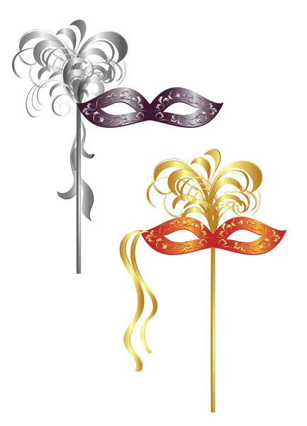 Duas máscaras de carnaval. Ilustração vetorial — Vetor de Stock