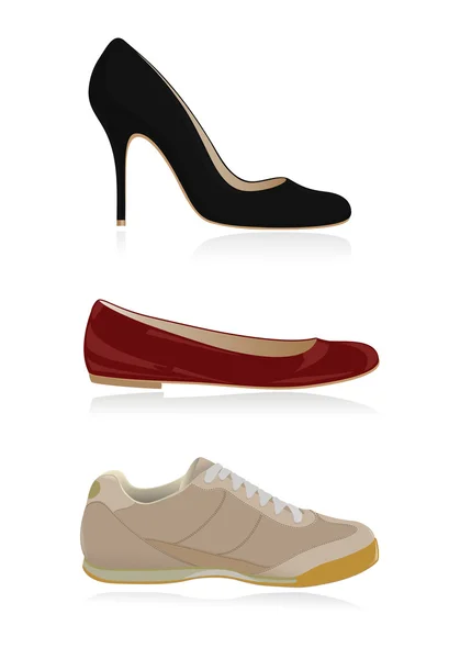Set de zapatos clásicos para mujer. Vector-Ilustración — Vector de stock