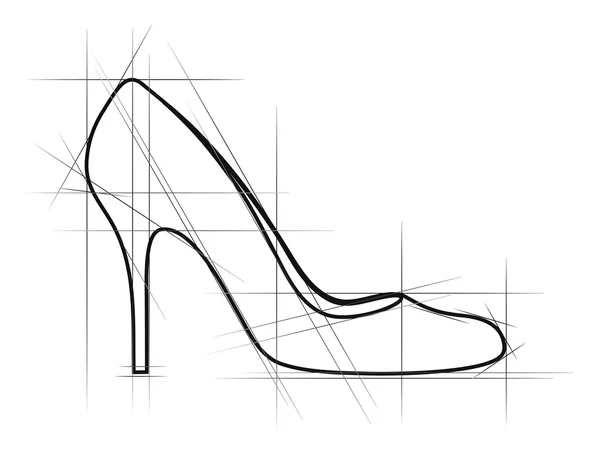 Sketch of women shoe. Vector-Illustration — Stock Vector