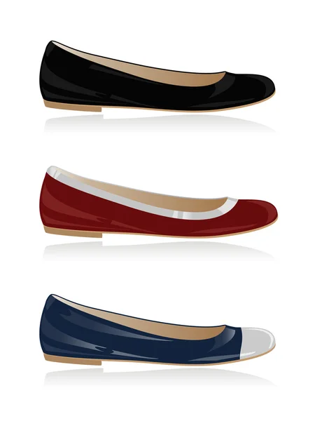 Комплект классической женской обуви, плоская, балерина . — стоковый вектор
