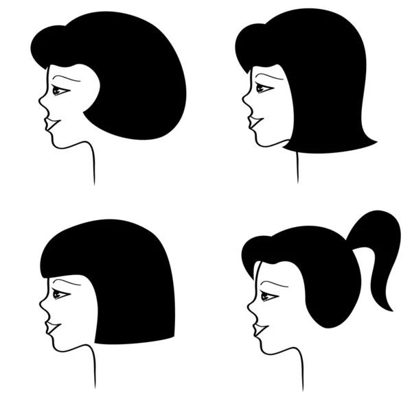 Jedna twarz z czterech fryzury. Ilustracja wektorowa — Wektor stockowy