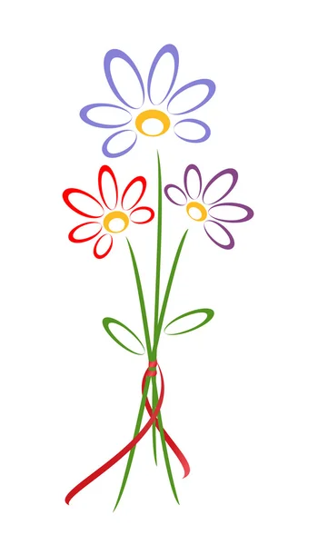 Pequeño ramo de flores. Vector-Ilustración — Archivo Imágenes Vectoriales
