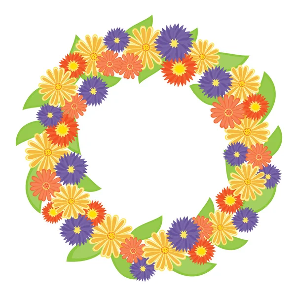 Colorful flower wreath. Vector-Illustration — Stock Vector