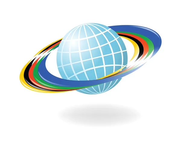 Глобус з кольорами п'яти континентів. Вектор-ілюстрація — стоковий вектор