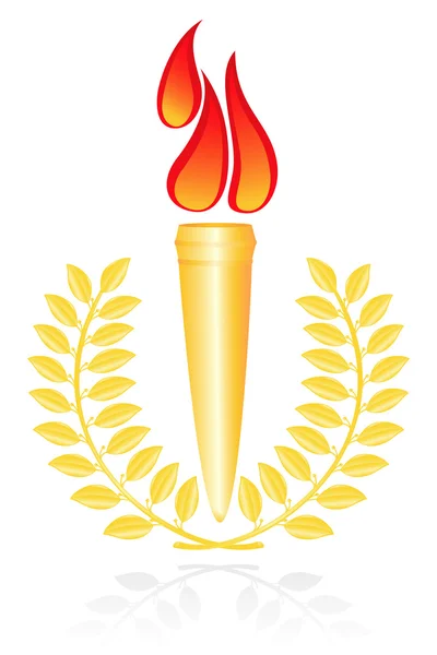Факел з лавровим вінком. Векторна ілюстрація — стоковий вектор
