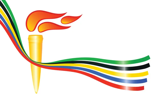 Olympijská pochodeň s barvami na pěti kontinentech. vektor ill — Stockový vektor