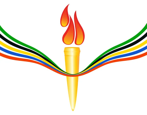 Olympische toorts met de kleuren van de vijf continenten. vector-ziek — Stockvector