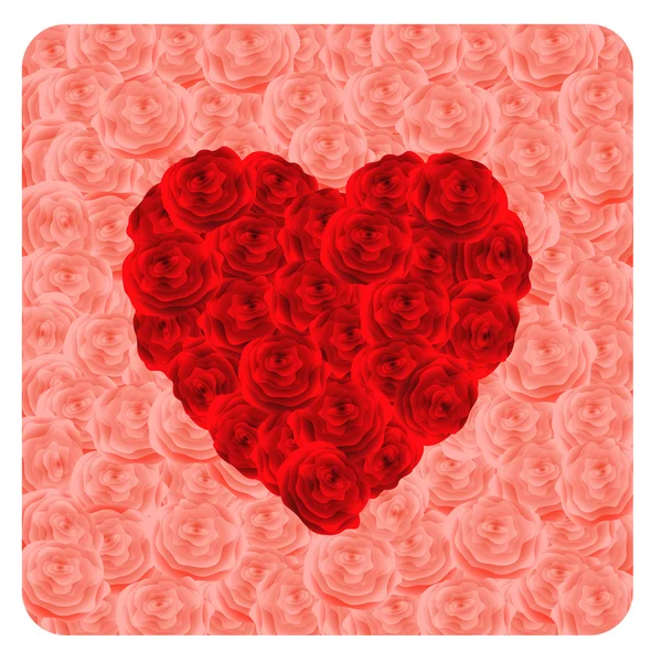 Coração de rosas vermelhas. Ilustração vetorial —  Vetores de Stock