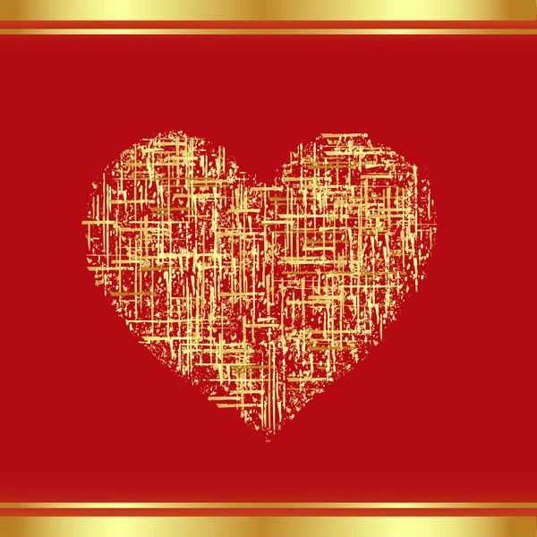 Patch-hjärta i guld, hjärtans kort. vektor illustration — Stock vektor