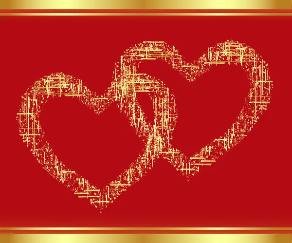 Ενημερωμένη έκδοση κώδικα-καρδιά σε χρυσό, του Αγίου Βαλεντίνου κάρτα. εικονογράφηση φορέας — Διανυσματικό Αρχείο