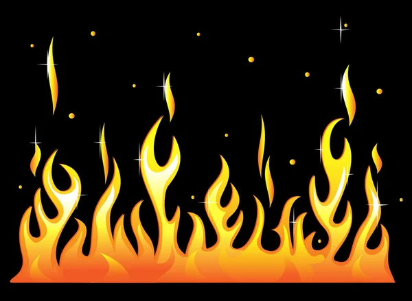 Silhueta de chama de fogo ardente. Ilustração vetorial — Vetor de Stock