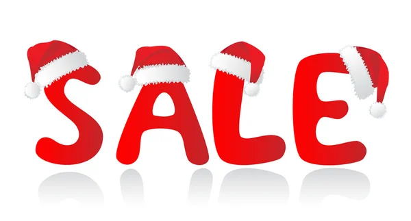 Santa röda hattar över försäljning bokstäver. julhandeln — Stock vektor
